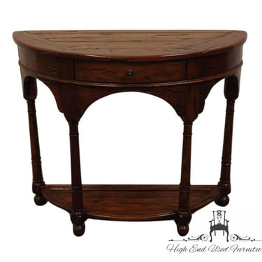 THEODORE ALEXANDER Castle Bromwich Collection Handcrafted Antique Wood 44" Accent Half Moon Console Table 