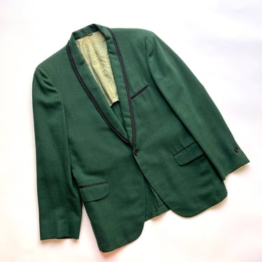 Vintage Continental Green Tuxedo Jacket. Size 36S 