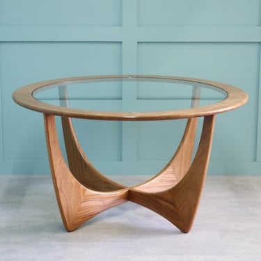 Refurbished G Plan Astro Teak & Glass Round Circular Coffee Table - Iconic Design by Victor Wilkins - New Glass / Refinished - MCM 1960s Era 