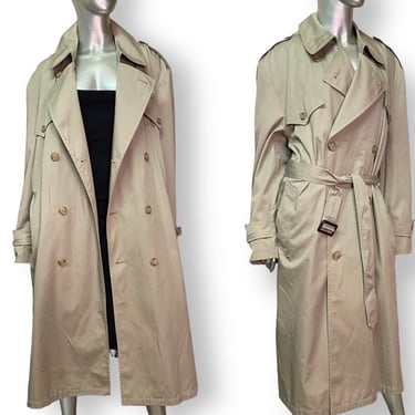 Vintage Christian Dior Trench Coat Unisex XL Removable Lining 42 R 