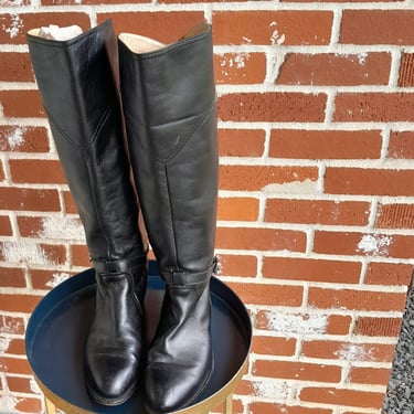 Frye Black leather Riding Boots / Side and Back Buckle / sz 10 