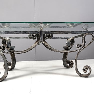 Sculpted steel coffee table, 1960s - mid century coffee table - brutalist coffee table - vintage coffee table 