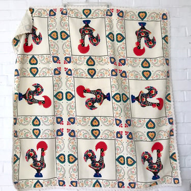 42" x 42" - 1970's Scandinavian Rooster Tablecloth 