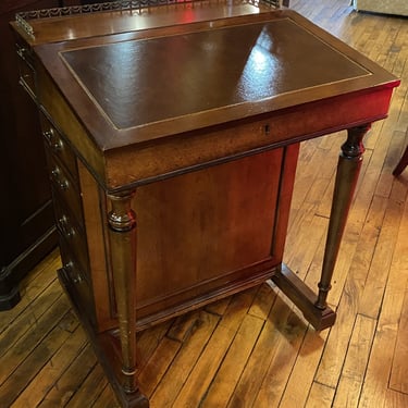 Small Leather Topped Secretary Desk w Four Drawers