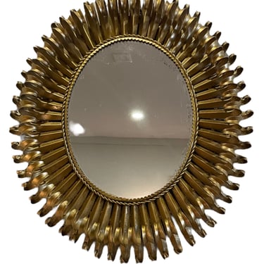 French Antique Gilded Metal Framed Mirror c.1920 