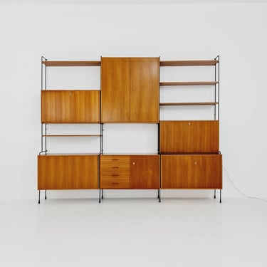 Mid century teak 11 pieces shelving unit by Hilker for Omnia, Germany 1960s 