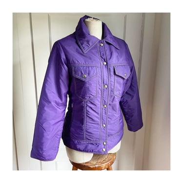 1970s Purple Ski Jacket with Sherpa Lining- size small 