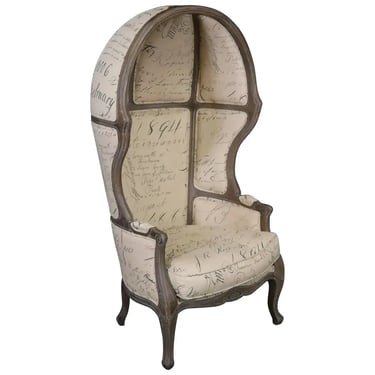 French Louis XV Style Paint Decorated Canopy Porter Chair Circa 2000s