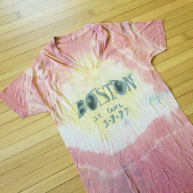 Vintage 1977 Boston Tour Shirt / Homemade / St. Paul Minnesota / Music Rock T-Shirt Tie Dye Deadstock 