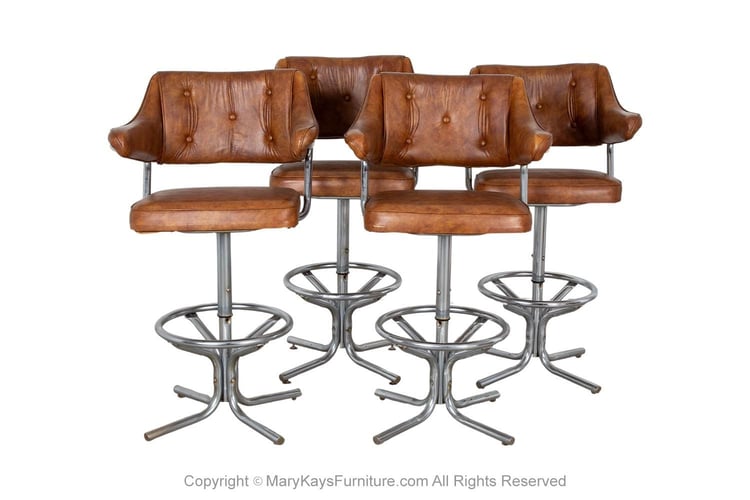 Four Mid-Century Swivel Bar Stools 1970s 