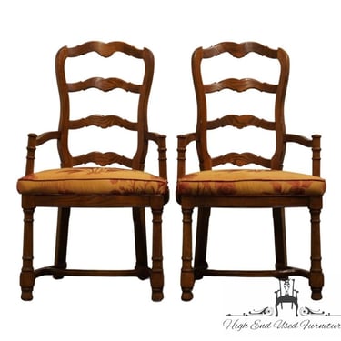 Set of 2 VINTAGE ANTIQUE Country French Style Ladderback Dining Arm Chairs 