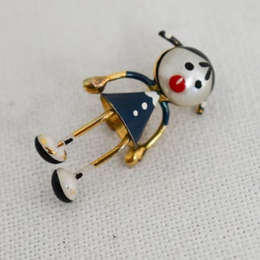 1950s Tiny Girl Figure Brooch, Made in Spain 