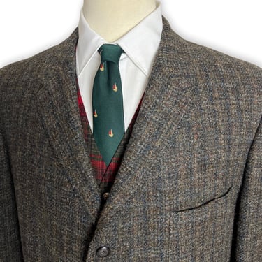Vintage 1960s HARRIS TWEED Wool Sport Coat ~ size 46 R ~ sack jacket / blazer ~ Preppy / Ivy League / Trad ~ 