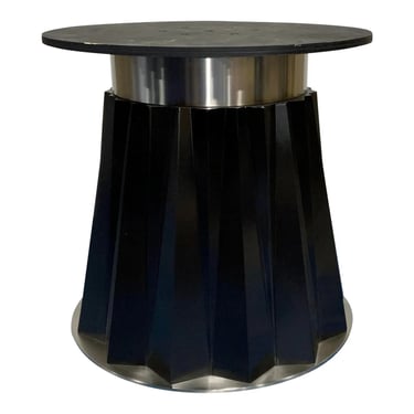 Baker Modern Black Lacquer Fluted Dining Table Base