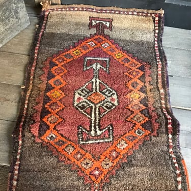 Antique Prayer Rug, Tribal, Handmade, Hand Knotted Tapestry Woven Rug Saddle Carpet Bag Complex Geometric Pattern Antique Textiles 