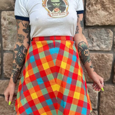 Vintage 60s/70s rainbow plaid skirt