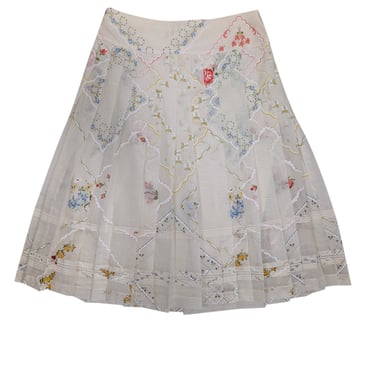 Tory Burch - Ivory w/ Multicolor Floral Print Pleated Skirt Sz 8