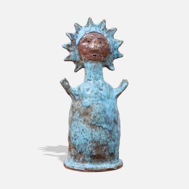 Stan Bitters "Sun People" Glazed Turquoise Ceramic Sculpture