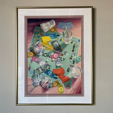 1988 Patrick Clark Realistic Monopoly Watercolor Painting, Framed 