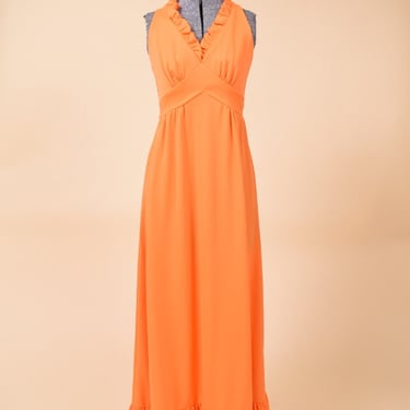 Orange 70s Ruffle Trim Gown, XS/S