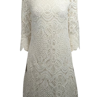 Sezane - Ivory Lace Crop Sleeve Dress Sz 4