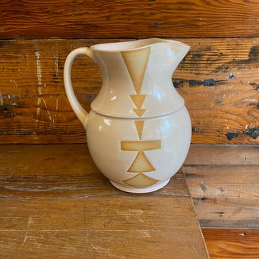 Pitcher - Dusty Pink with Orange Geometric Shapes 