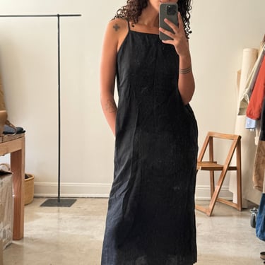 Black Linen Dress with Pockets