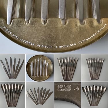 47 Pieces of Arne Jacobsen AJ Flatware for Michelsen 