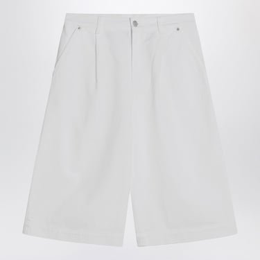 Moschino Wide White Bermuda Shorts In Cotton Women