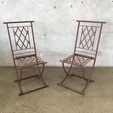 Two vintage Iron Folding Chairs