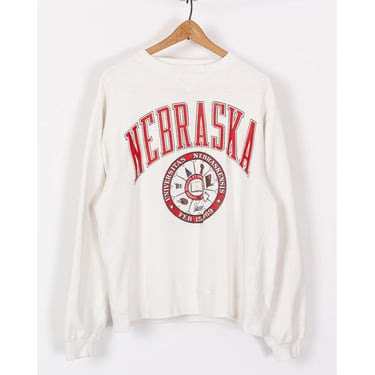 90s University Of Nebraska Galt Sand Crewneck Sweatshirt - Men's Medium | Vintage UNL Cornhuskers V Stitch Collegiate Graphic Pullover 