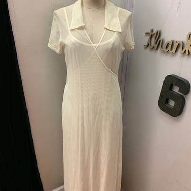 Incredible White Mesh Maxi Dress by Beth Schaffer 