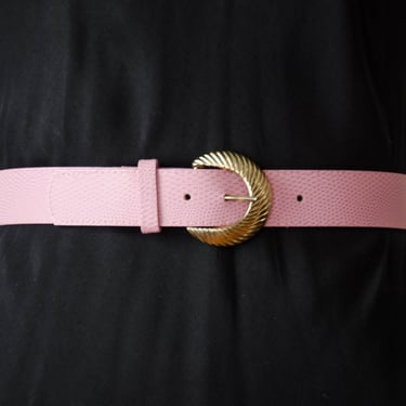 pink vegan leather belt | 80s 90s vintage pastel pink skinny faux leather belt 