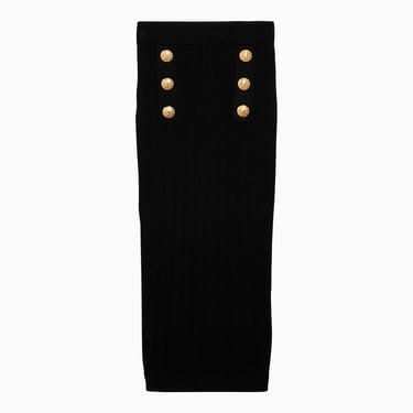 Balmain Black Viscose Skirt With Buttons Women