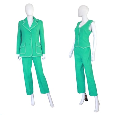 1970s Mint Green Lilli Ann Suit - 70s Womens 3 Piece Suit - Vintage Lilli Ann Suit - Green Lilli Ann Suit - Lilli Ann Pant Suit | Size Small 