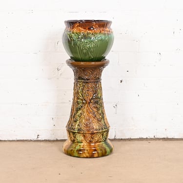 Roseville Pottery Glazed Ceramic Jardiniere With Pedestal Stand, Circa 1940s