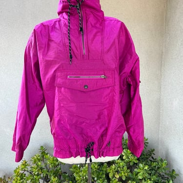 Vintage Wounded Bird 80s fuchsia pink nylon Ossi ski jacket parka size small 