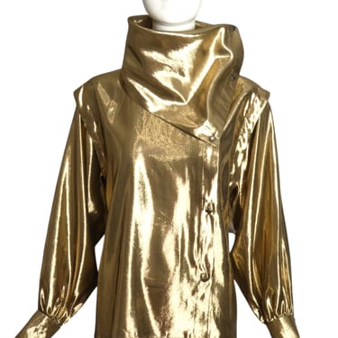 CHRISTIAN DIOR- 1990s Gold Silk Lame Blouse, Size 6
