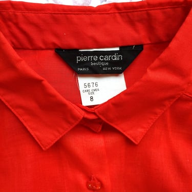 Pierre Cardin Vintage 70s 80s Lightweight Red Button Down Blouse 