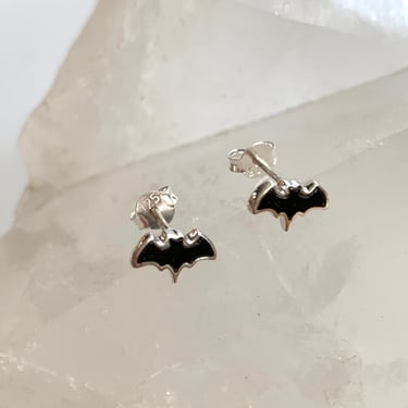 Sterling Tourmaline Bat Earrings