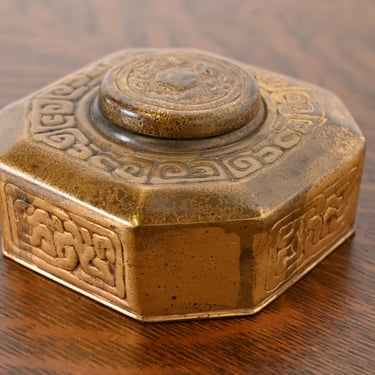 Tiffany Studios New York Zodiac Bronze Doré Inkwell