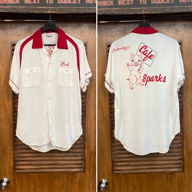 1950s bowling shirt, lancer california, vintage mens shirt