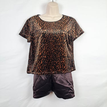 Vintage 90s Cheetah Print Pajamas Set 