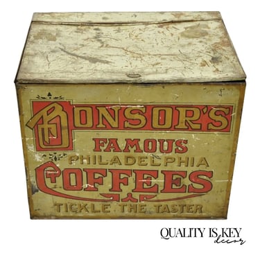 Bonsor's Famous Philadelphia Coffee Tin Metal Storage Bin Tickle the Taster