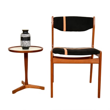 Single Danish Teak Black w. Salmon Stripe Accent Chair