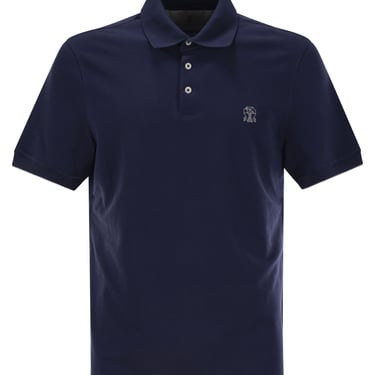 Brunello Cucinelli Men Cotton Polo Shirt With Printed Logo