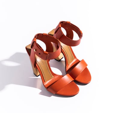 TOM FORD Burnt Orange Gold  Block Heels (Sz. 37.5)
