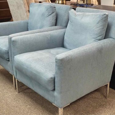 Pair of Lee Industries Contemporary Upholstered Chairs in Light Blue