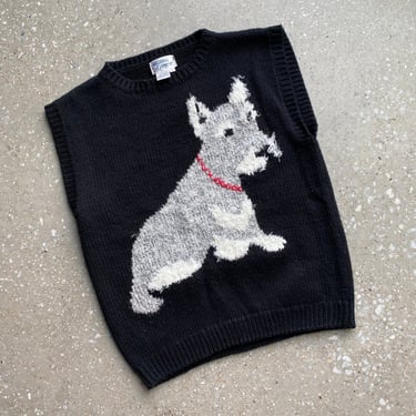 Vintage Schnauzer Dog Knit Sweater / Vintage Schnauzer Dog Sweater Vest / Vintage Dog Knit Vest / Vintage 1980s Sweater Vest Small