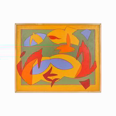 James Mitchell Clark Oil Painting on Canvas Modernist Hard-Edge Large Size 